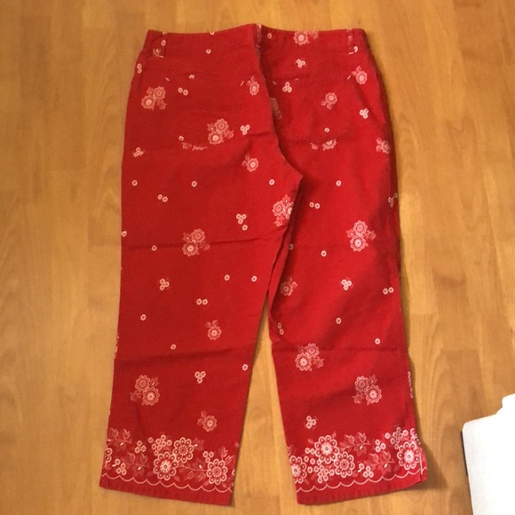 LOFT Red Printed Cotton Pants - Picture 2 of 3